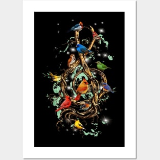 Colorful Bird Musical Note Costume Gift Posters and Art